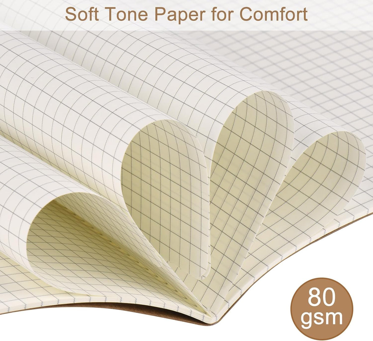 ZCZN 50 Pack A5 Kraft Notebooks Bulk, 8.15x5.5 Inches Graph Paper Journaling Notebooks, Notebooks for Work, Composition Notebooks for School, Journal Notebooks for Office, 60 Pages