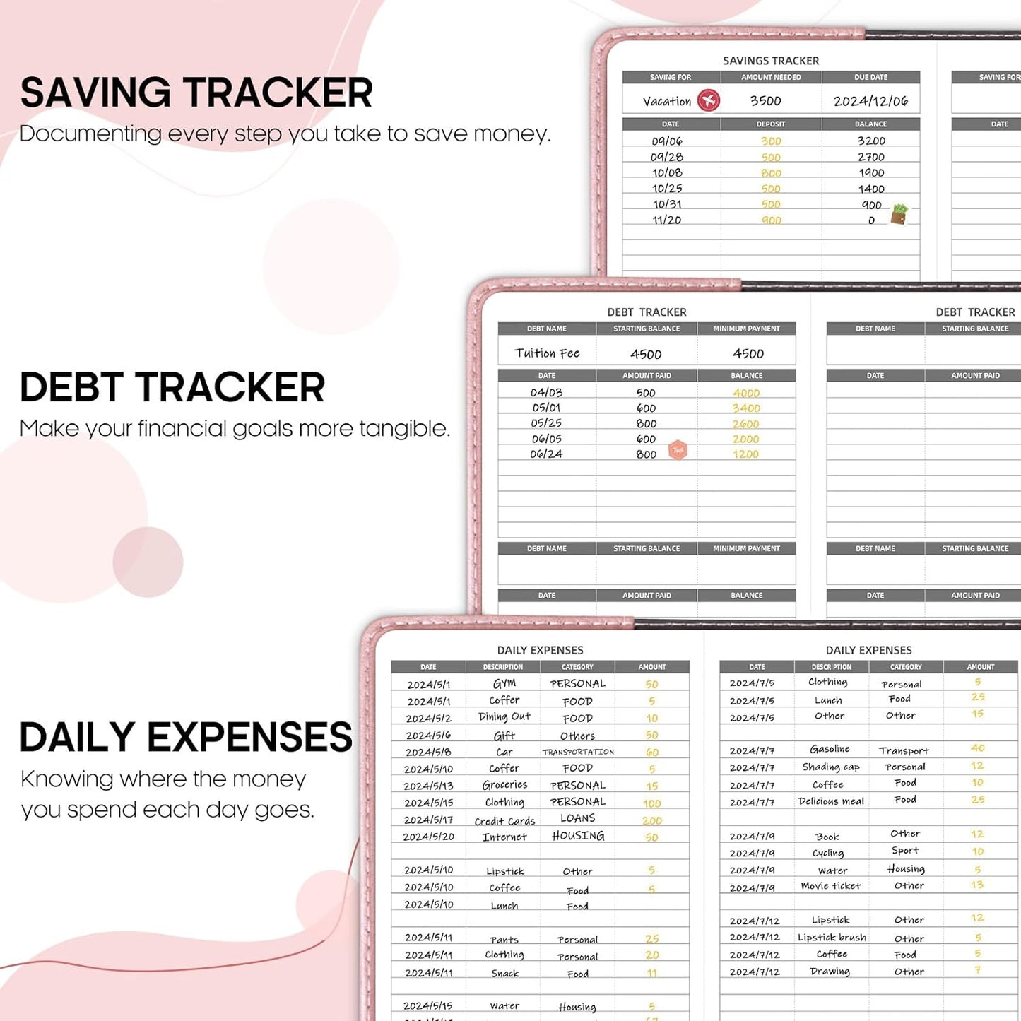 WEMATE Budget Planner 2025 with Lock, Monthly Budget Book with Expense Tracker Notebook, Undated Financial Planner to Manage Your Money, A5 Leather Account & Budget Book, Blue