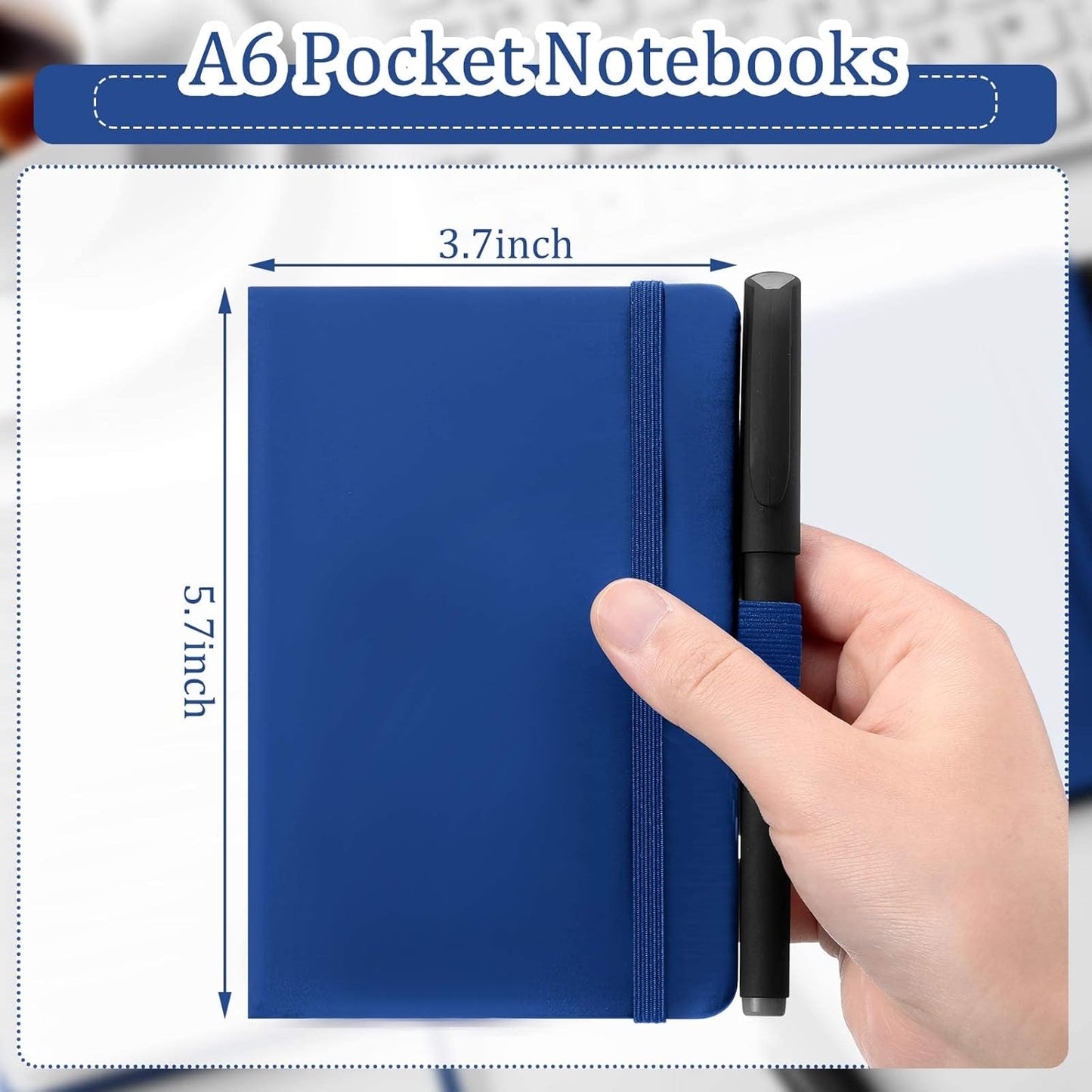Laumoi 36 Sets Pocket Notebook Journals with Pens A6 Cute Small Journal Notebook Ruled Lined Mini Notepad Hardcover Executive Notebooks Set with Pen Holder for School Office, 3.7 x 5.7 Inch (Royal)