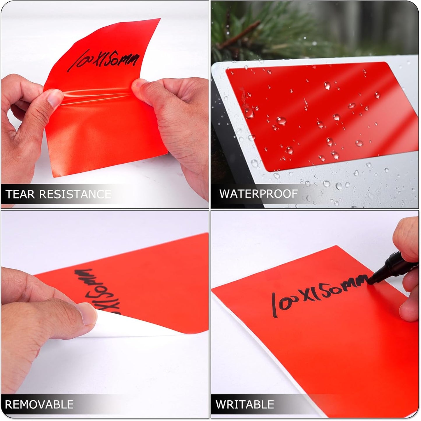 Red Rectangle Stickers 6 x 4 Inch Color Coding Labels Vinyl Roll Self-Adhesive Waterproof Removable 250 PCS