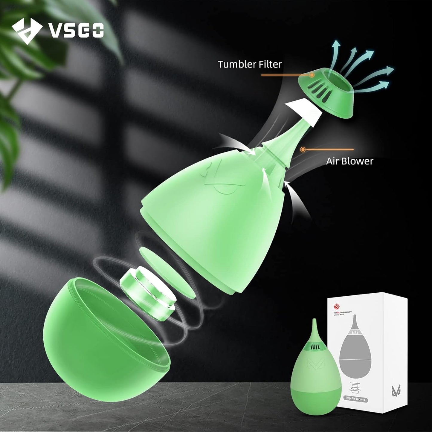 VSGO Camera Air Blower with Filter Compressed Air for for Nikon, Sony, Canon Lens and Sensor Cleaning, Tumbler Design Green (V-B014E)