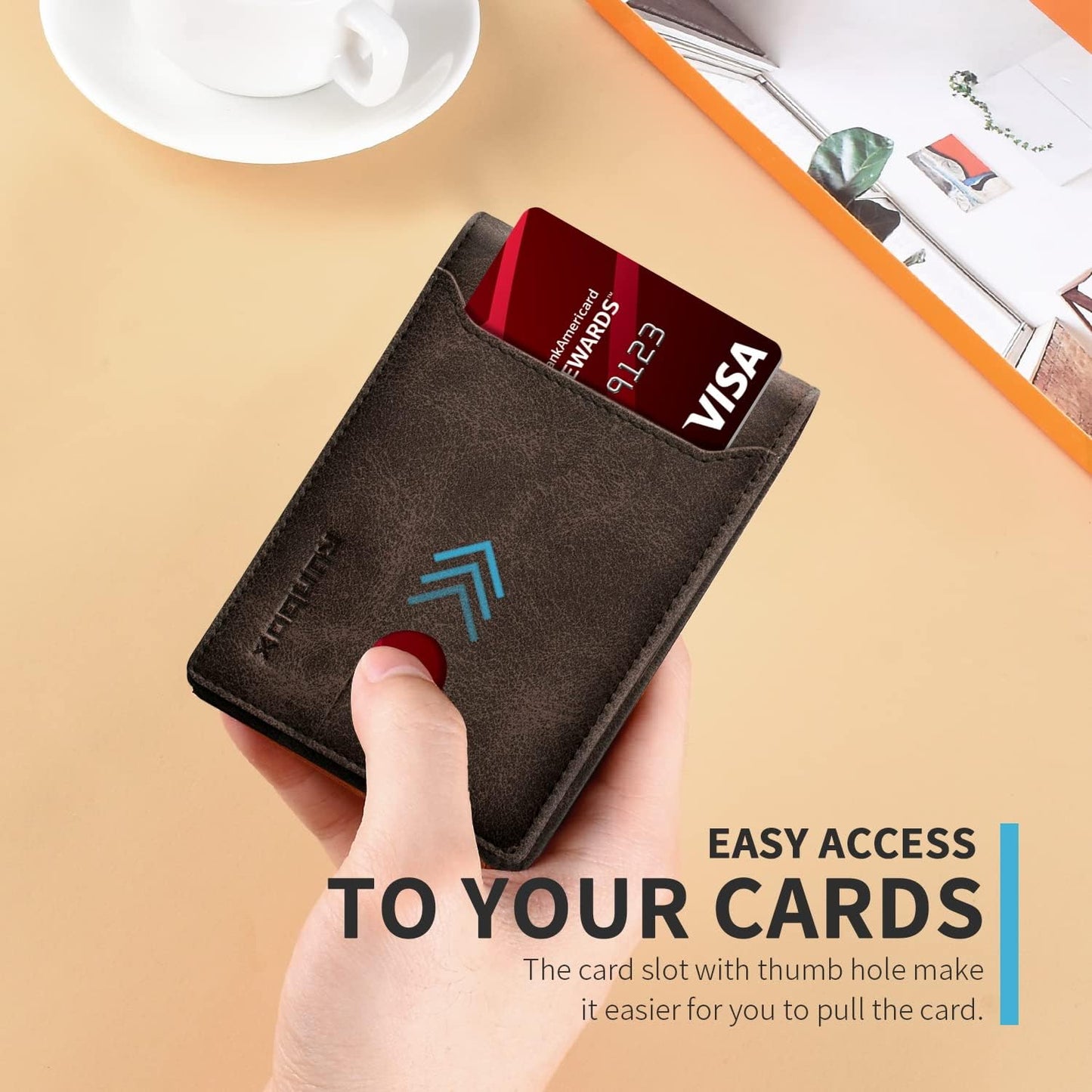 RUNBOX Novelty Wallet for Men Slim 11 Credit Card Holder Slots Leather RFID Blocking Small Thin Men's Wallet Bifold Minimalist Front Pocket Large Capacity Gift Box