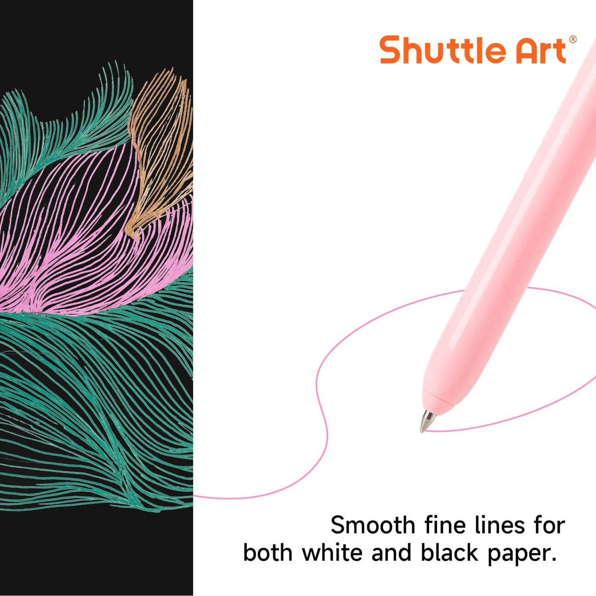 Shuttle Art Colored Retractable Gel Pens, 8 Pastel Ink Colors, Cute Pens 0.7mm Fine Point Quick Drying for Black Paper Writing Drawing Journaling Note Taking School Office Home