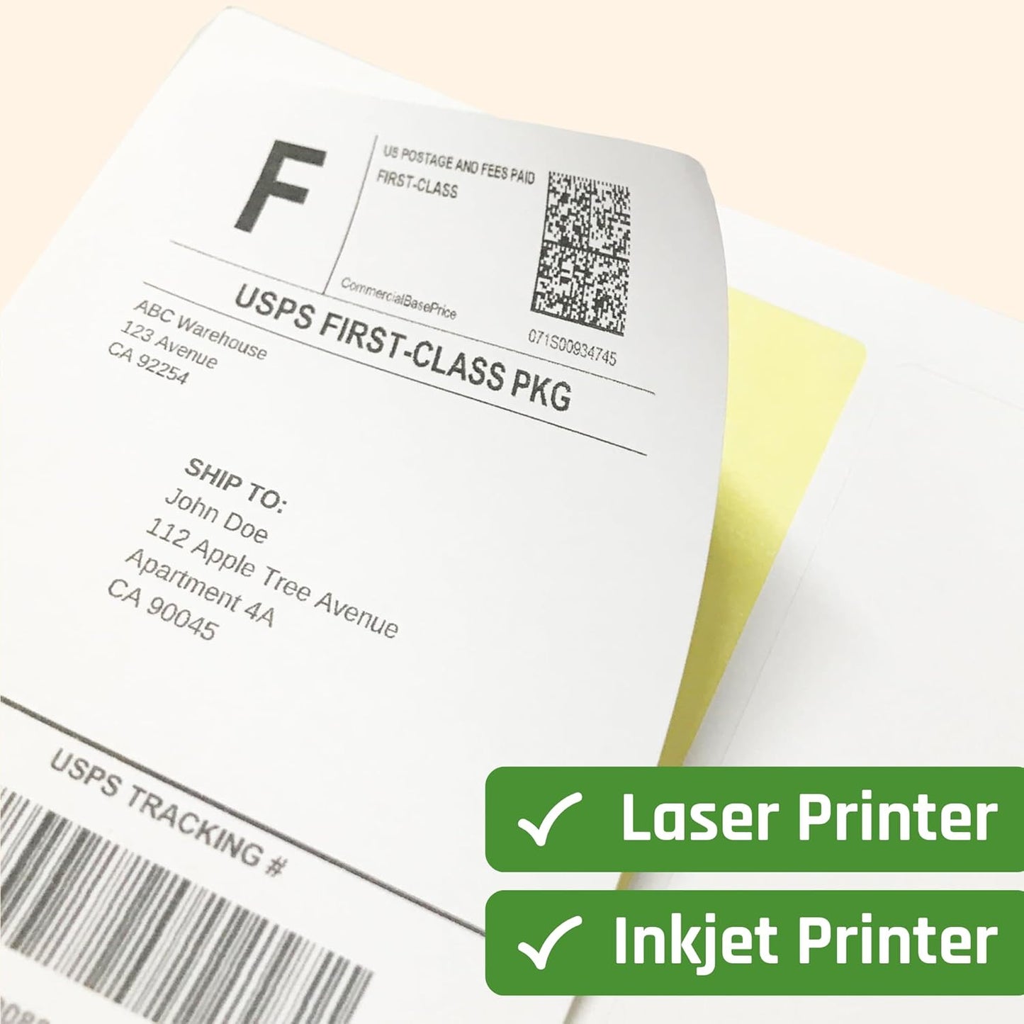 30 Sheets - Half Sheet Shipping Labels, Printable Sticker Paper, for Laser & Inkjet Printers - 2 per Sheet, 60 Pieces