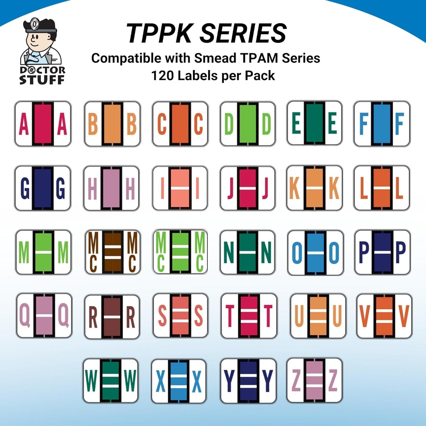 Doctor Stuff - File Folder Labels, Alphabet Letter P Stickers, Compatible with Smead BCCR/BCCS - TPAM Series Alpha Stickers Purple, 1" x 1-1/4", 120 Labels per Package