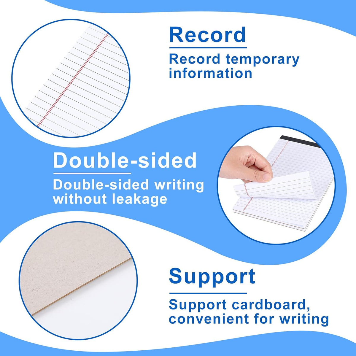 Gueevin 200 Pcs Legal Pads 5x8 Inch Note Pads Lined Small Notepads Bulk Wide Ruled Writing Paper 5 x 8 Mini Notebook for School, College, Office, Classroom Supplies, 40 Sheets (White)