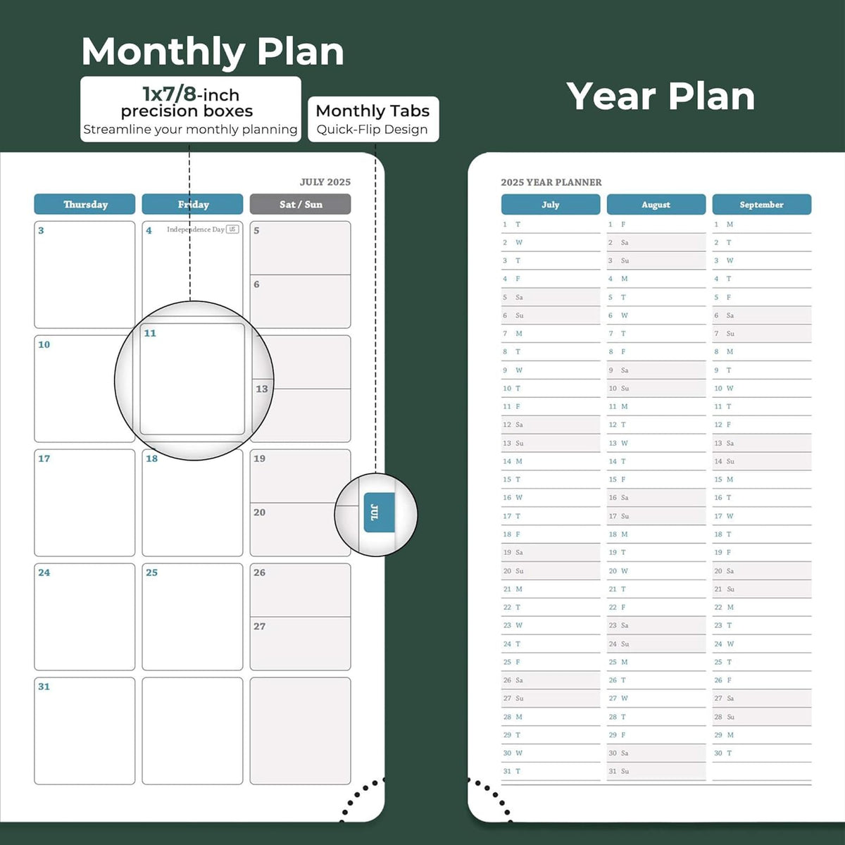 Planner 2026 Daily Weekly and Monthly,6.5"x3.75",12 Months Spiral Bound Calendar Agenda with Self-adhesive Pen Holder,2026 Appointment Book with Vegan Leather Soft Cover,Green