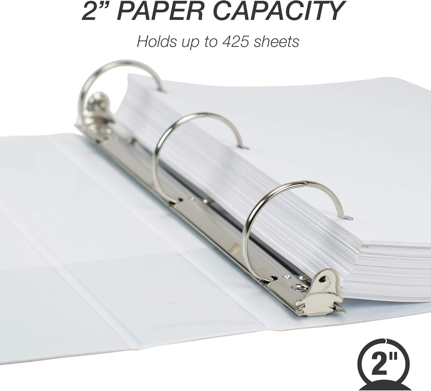 Samsill Durable 2 Inch Binder, Made in the USA, Round Ring Customizable Clear View Binder, White, 4 Pack (MP48467)