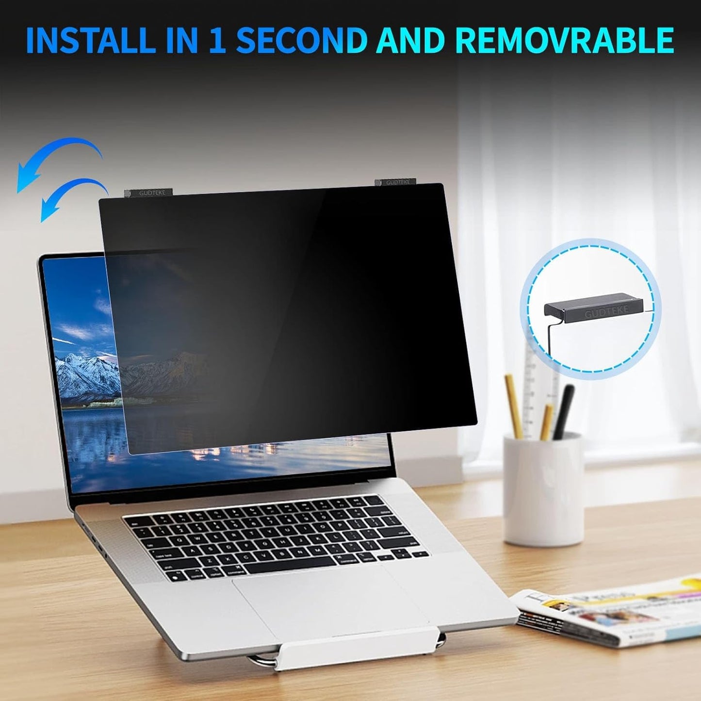 Laptop Privacy Screen 15.6 inch, 9H Hanging Privacy Screen for Laptop for 16:9, Acrylic HD Eye Protection Anti Glare Blue Light Laptop Screen Privacy Filter