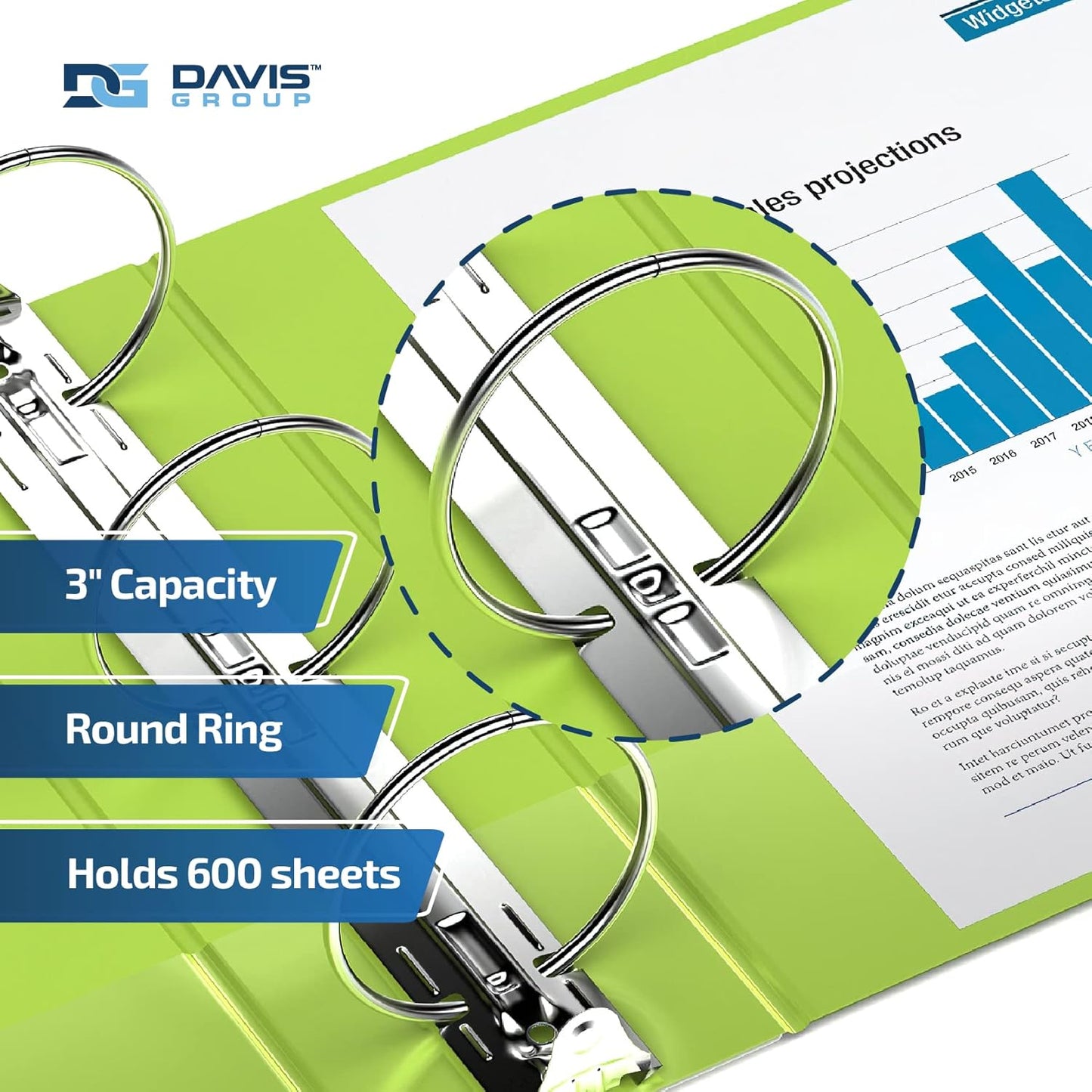 Premium Economy 6-Pack 3-Ring Binders for School or Office, Round-Ring Binders, 3 Inch, Lime Green