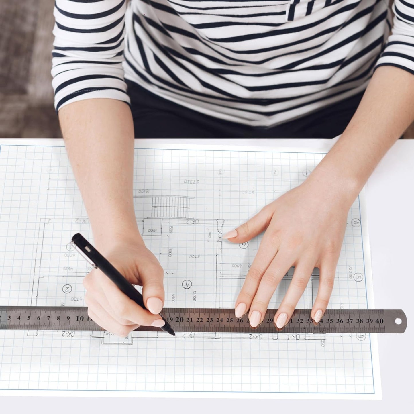 Graph Paper Pad for Blueprint Drawings, Drafting, Engineering Drawing, and Planning - Graph Paper 8.5x14 Blueprint Quadrille Grid Paper Pads with Blue Lines, High Brightness 50 Sheets (1-Pack)