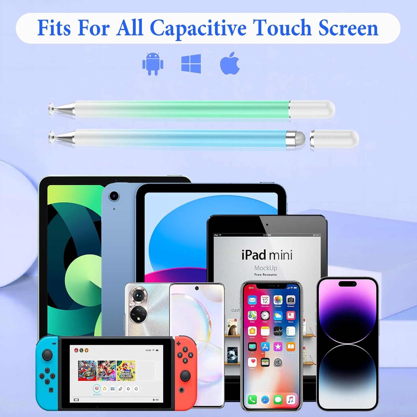 Stylus Pens for Touch Screens, 2 in 1 Magnetic Disc Stylus Pen for iPad with Magnetic Cap, Tablet iPad Pencil Compatible with iPhone/Pad/Android/Microsoft/Surface All Capacitive Touch Screens