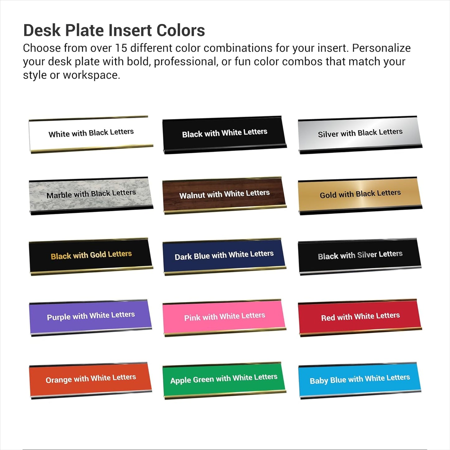 Custom Engraved Desk Plate | Personalized with your Name and Title | Perfect Decor for Office, Business, or Home | Multiple Font and Color Options | 2x8" or 2x10" (Dark Blue w/White Letters, 2x8")