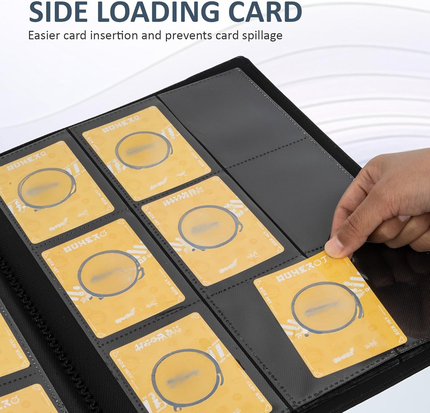 Trading Card Binder 9 Pocket, Fvxldcz PU Cover Card Collection Binder 540 Cards Sleek Side-Loading Card Album, Sturdy Card Collection Folder for TCG, MTG, Yugioh, Sport Cards (Gray-2)