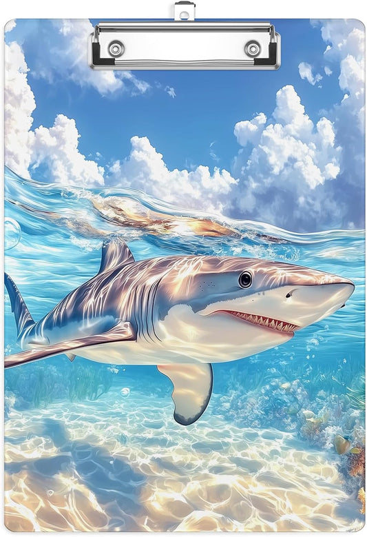 Cute Shark Plastic Clipboards,Cute Fashion Clipboard Decorative 8.5" x 12.5"Standard A4 Size Clipboards,Acrylic Clipboard for Teacher,Social Worker,Students,Nurse,Office Supplies