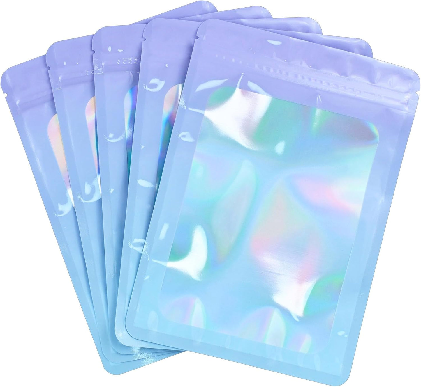 Resealable Mylar Pouch Pen Bags Great for Office Home Party Favor Food Storage Cookies Sample Jewelry Snack (100PCS, Pink and Blue Color, 3.5 x 6.3 inch)
