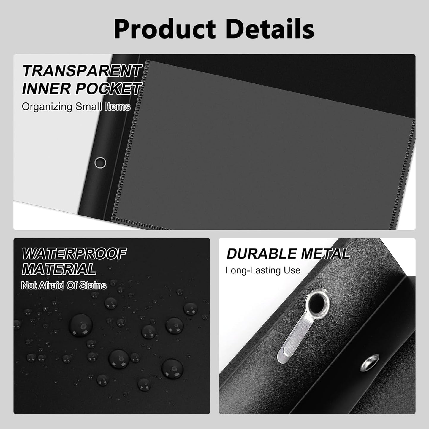 Ndsox 15 Packs Clear Front Report Covers with 3-Prong Fasteners, Plastic Project Presentation Folders Resume Document Covers with Black Back for 8.5" x 11" Letter Size Paper for School Office Business