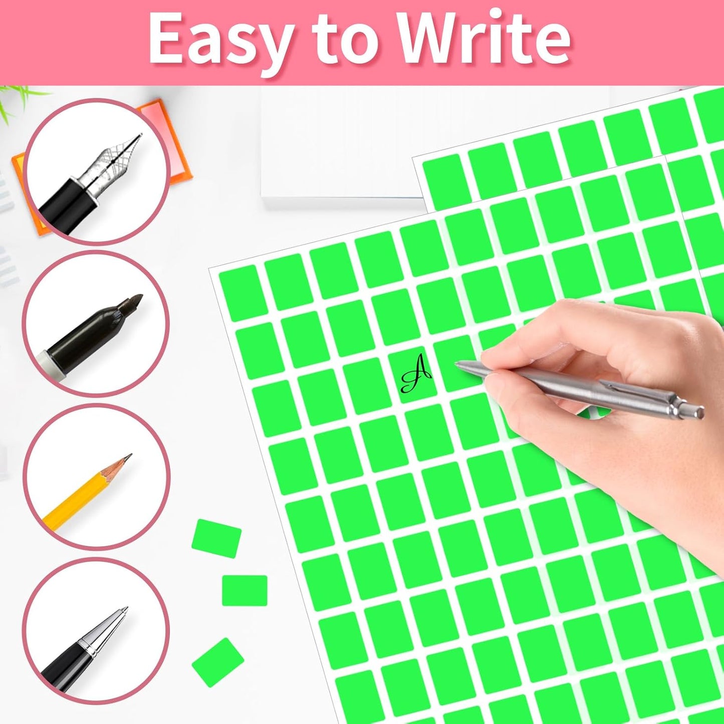 Starboling Color Coding Labels,3000 PCS 1/2" x 3/4" Fluorescent Green Rectangular Label,for Garage Sale,Price Tags,File Folder Tabs