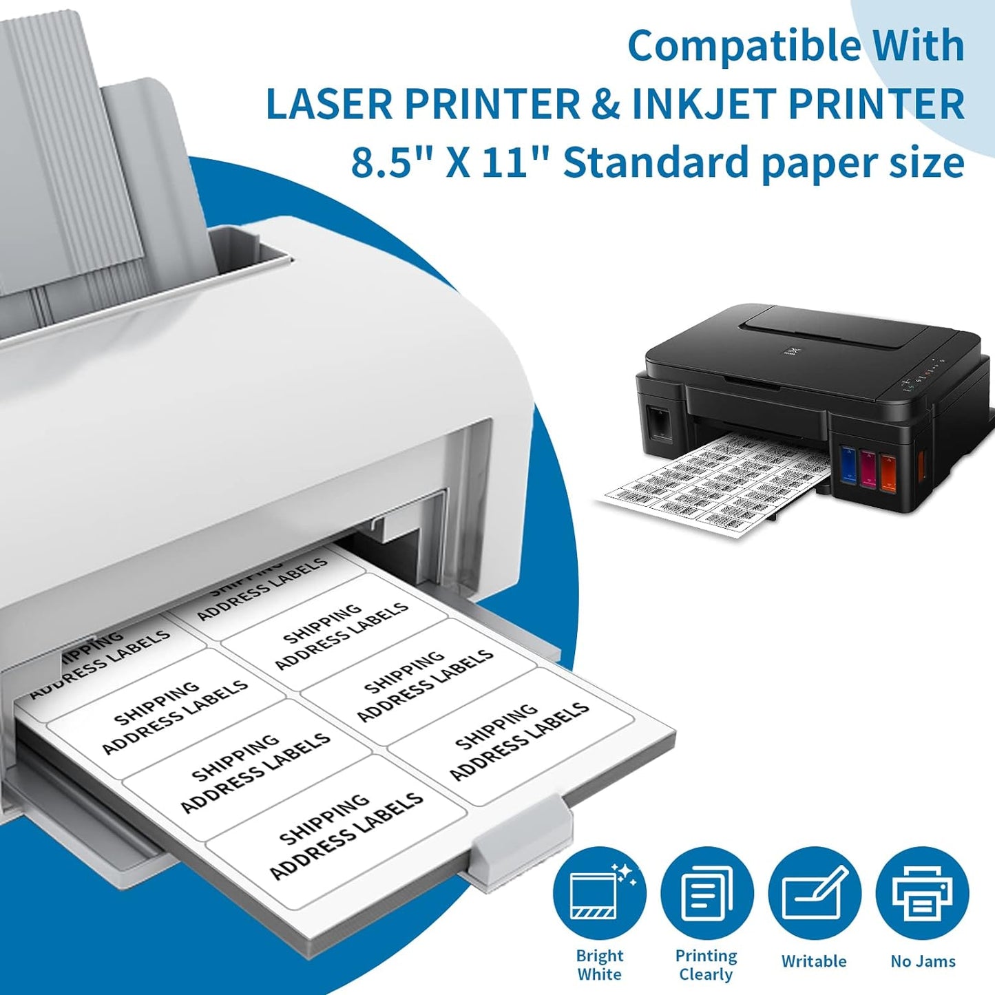 2” x 4” Shipping Address Labels 50000 Labels, BESTIKER 2x4 Printable Labels for Laser Inkjet Printers, White Sticker Mailing Labels for Package Envelopes (10 Labels/Sheet, 5000 Sheets)