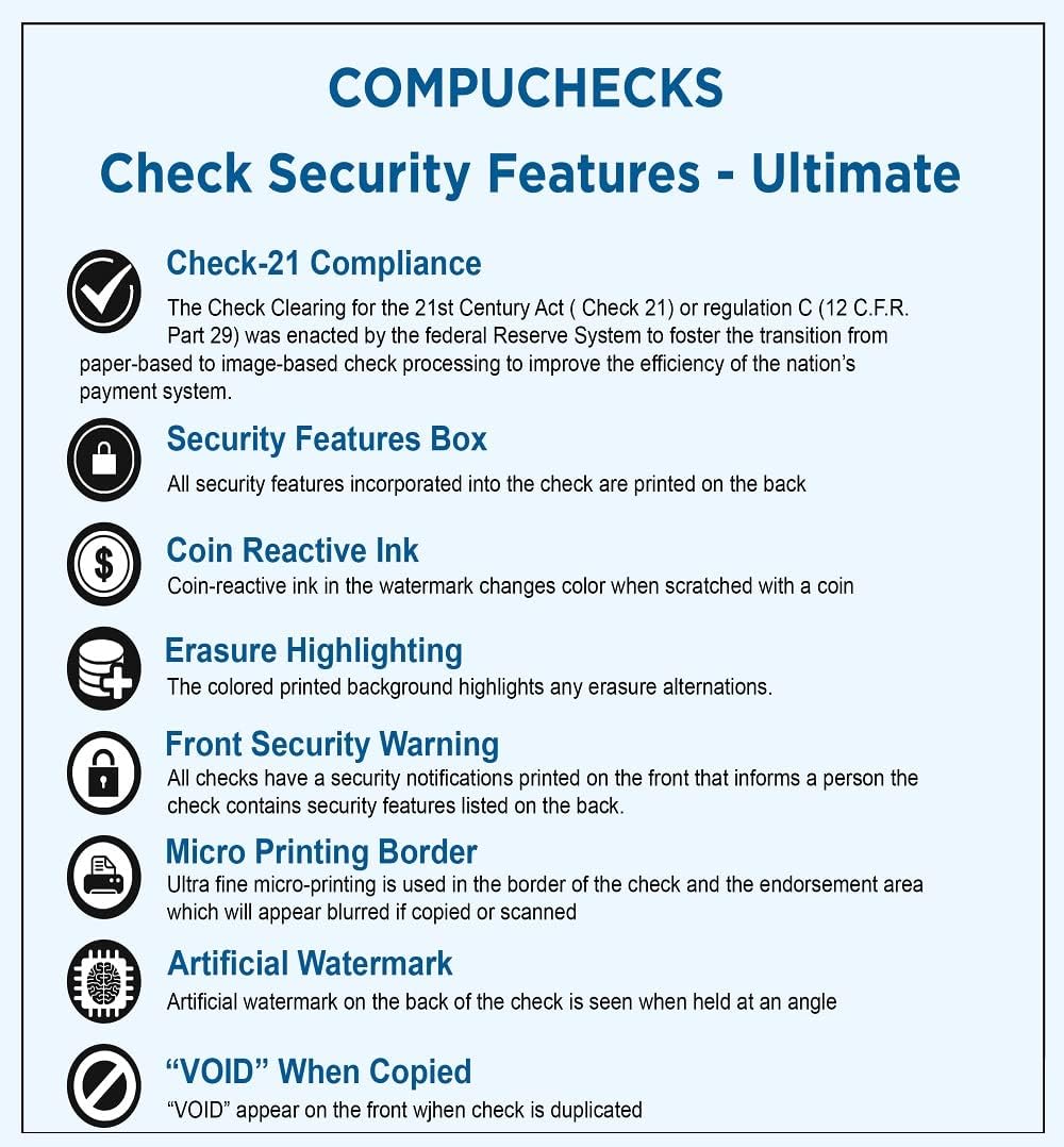 Compuchecks Check on Top Blank Check Paper - 2500 Pack, Quick-Books & Laser Printer Compatible - Security Business Checks with Voucher - 8.5" x 11" Green Marble