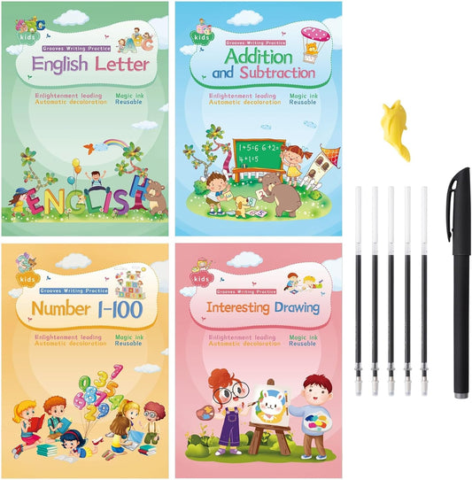 Magic Ink Copybooks for Kids Reusable Handwriting Workbooks for Preschools Grooves Template Design and Handwriting Aid (4)