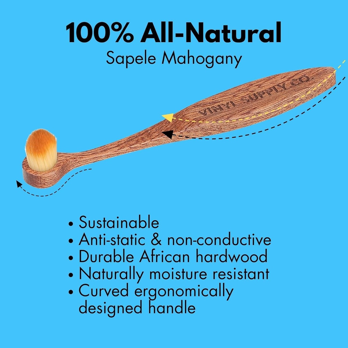 Turntable Stylus Brush by Vinyl Supply Co. - 100% All-Natural Wood Vinyl Brush - Goat Hair Vinyl Record Brush - Stylus Brush Cleaner for Needles and Cartridges (Stylus Brush)