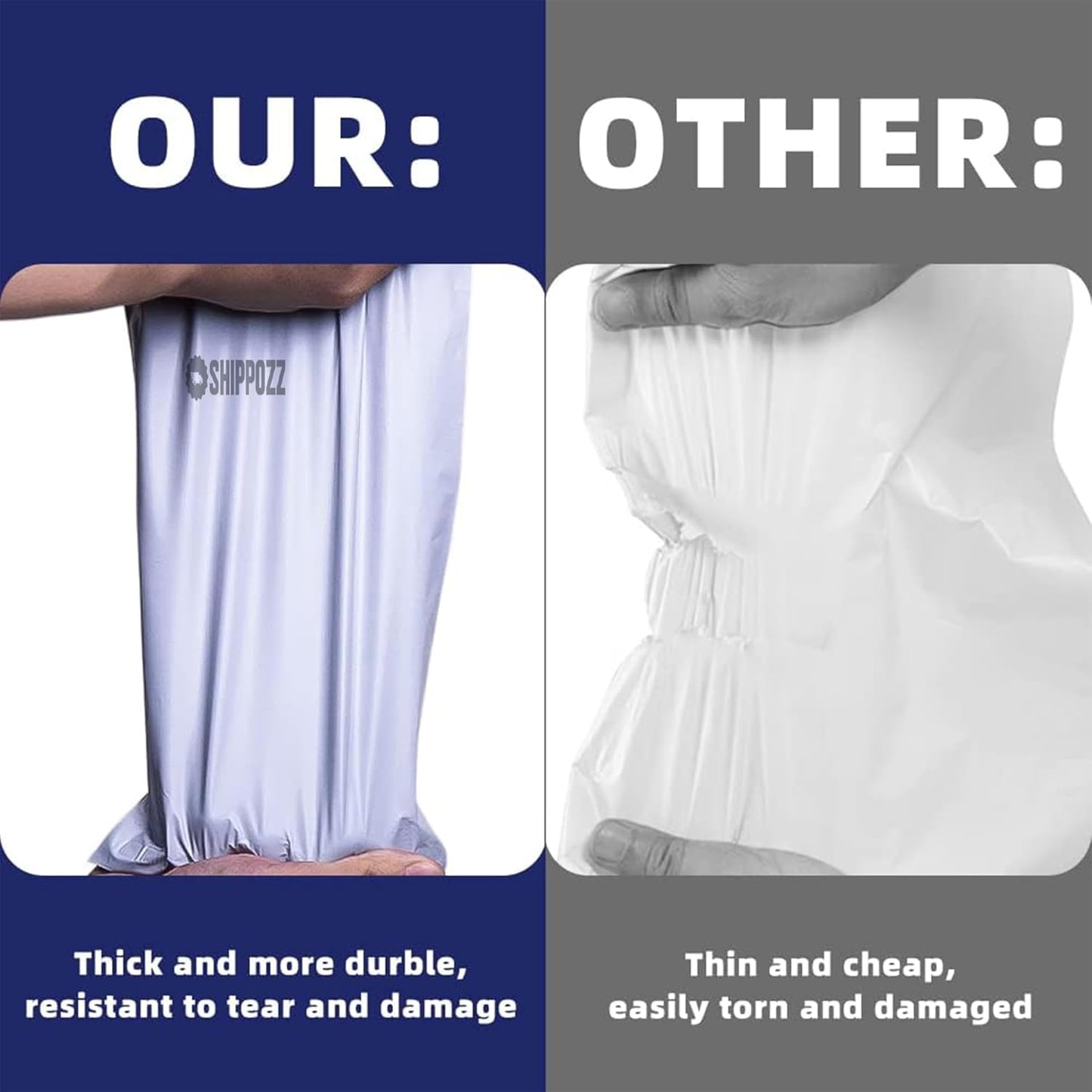 9 x 12 500pcs Shippozz Poly Mailers – Durable Shipping Envelopes with Strong Adhesive Seal, Waterproof and Tear-Resistant Design – Ideal for Clothing, Books, and Accessories