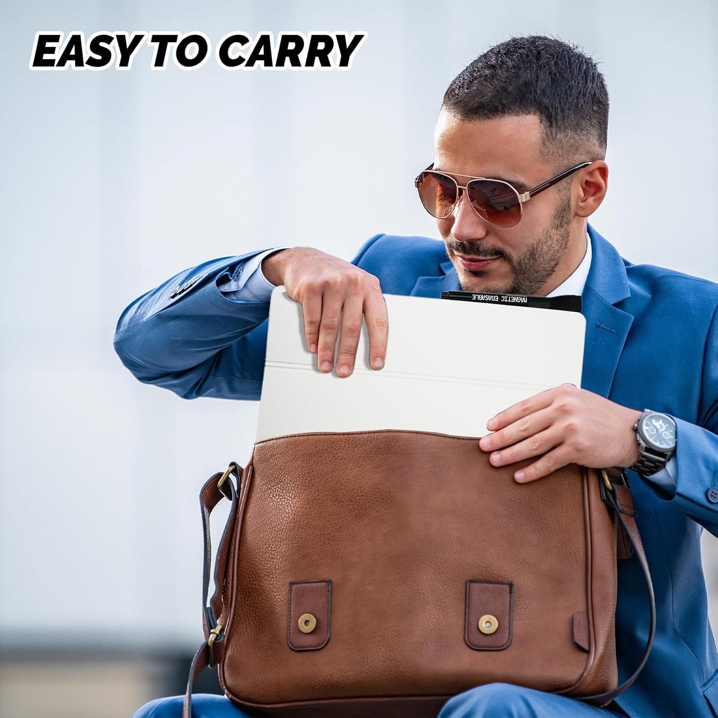 Small Portable White Board Dry Erase Notebook, 9" x 12" Double Sided Folding Whiteboards with 3 Pens, A4 Reusable Notebook with Storage Mesh Bag for Study, Meeting, Draft, Notes, Doodling