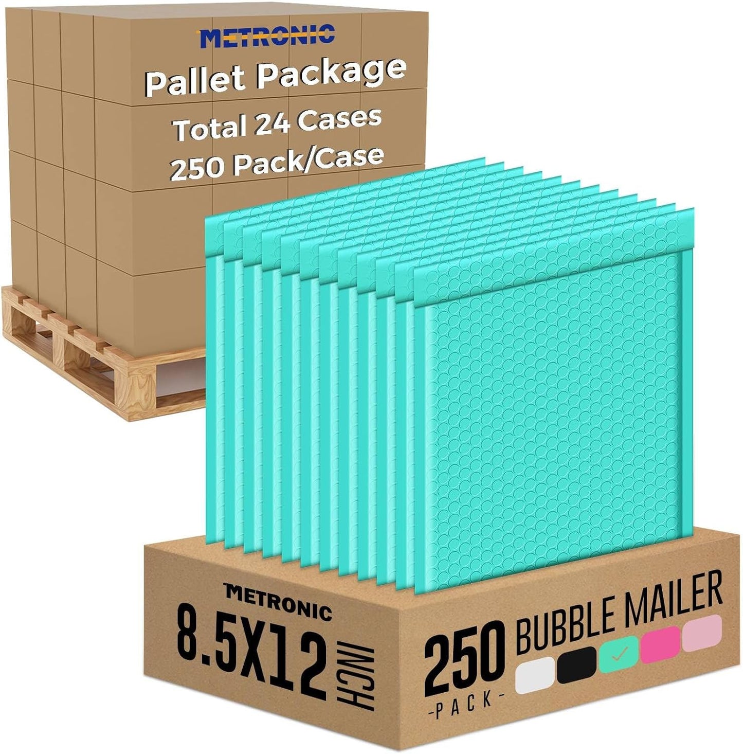 Metronic 6000 Pack Bubble Mailer 8.5x12 Inch Teal,Usable Size 8.5x11" Waterproof Padded Envelopes,Self-Seal Modern Bubble Mailers Cushioning for Shipping,Jewelry Makeup Supplies,Gift Packaging Bulk