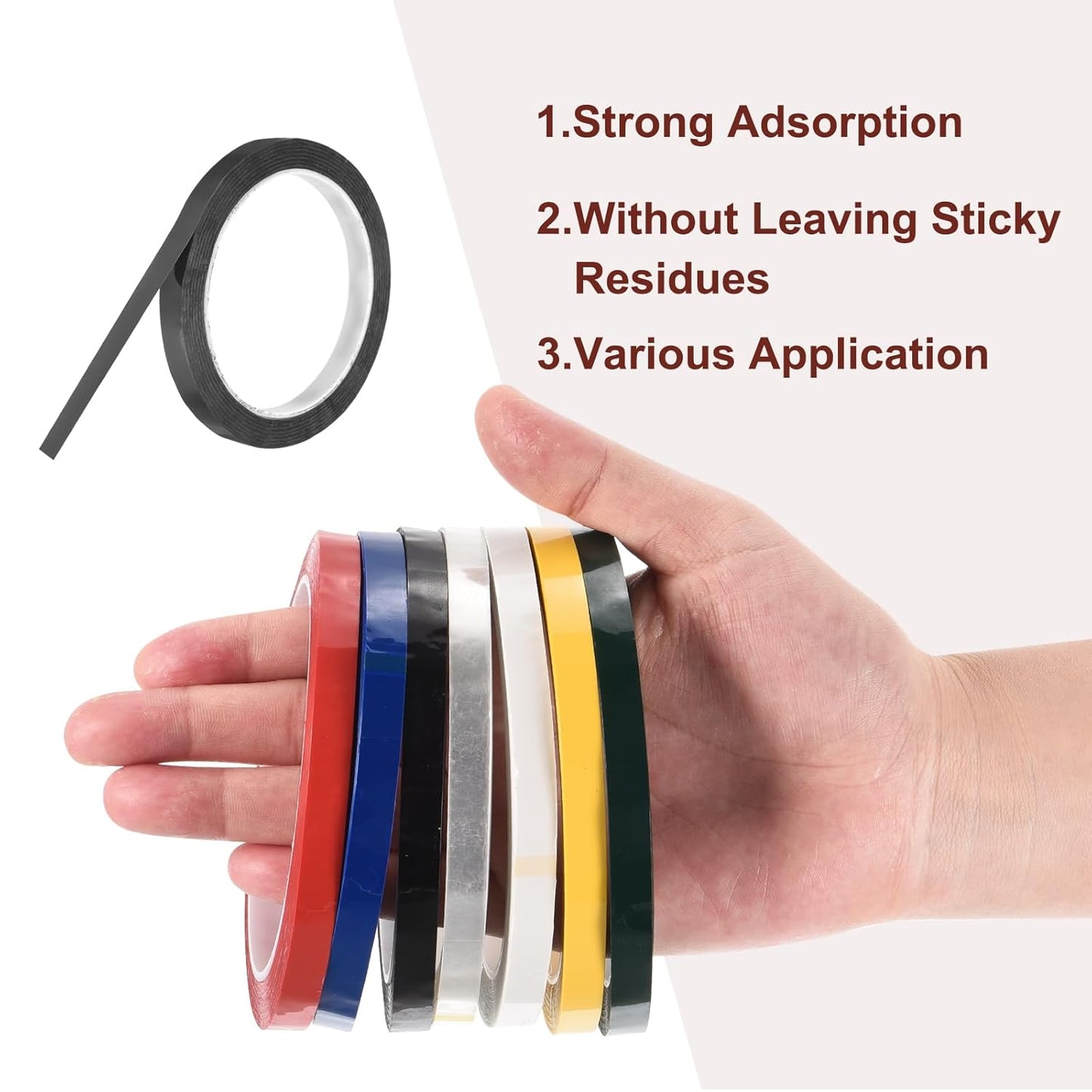 MECCANIXITY 10 Rolls Whiteboard Tape Graphic Chart Tape 10mm 54.7 Yard Art Tape Thin Self-Adhesive Pinstripe Tape Masking Tape for Gift Wrapping Craft Supplies, Black