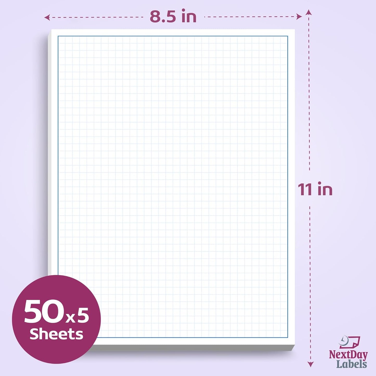 Graph Paper Pad for Blueprint Drawings, Drafting, Engineering Drawing, and Planning - Graph Paper 8.5x11 Blueprint Quadrille Grid Paper Pads with Blue Lines, High Brightness 50 Sheets (5-Pack)