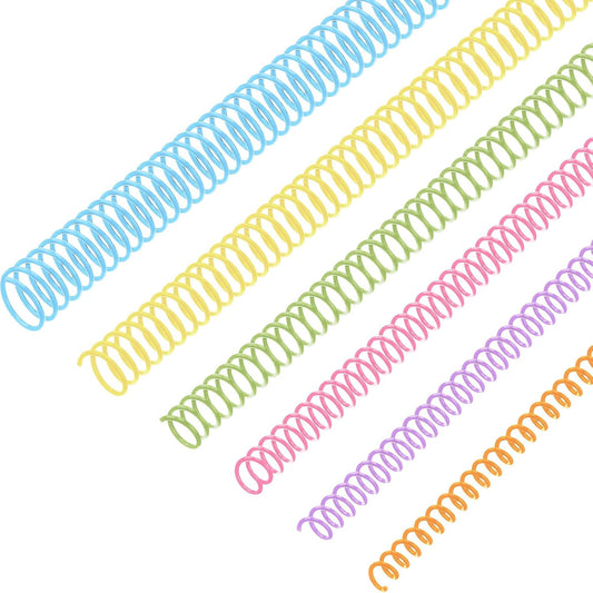 Leinuosen 120 Pack Plastic Spiral Binding Coils Kit Spirals Multi Size Coils for Binding Binder Combs Spines(1/4 5/16 3/8 1/2 5/8 3/4 Inch,Colorful)