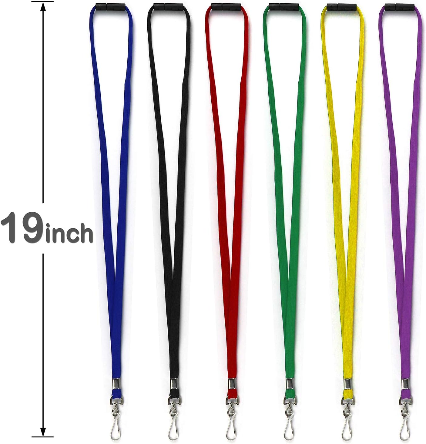 Premium Breakaway Lanyards with J-Hook - Flat Lanyards for ID Badges - Bulk Pack of 50 (Red)