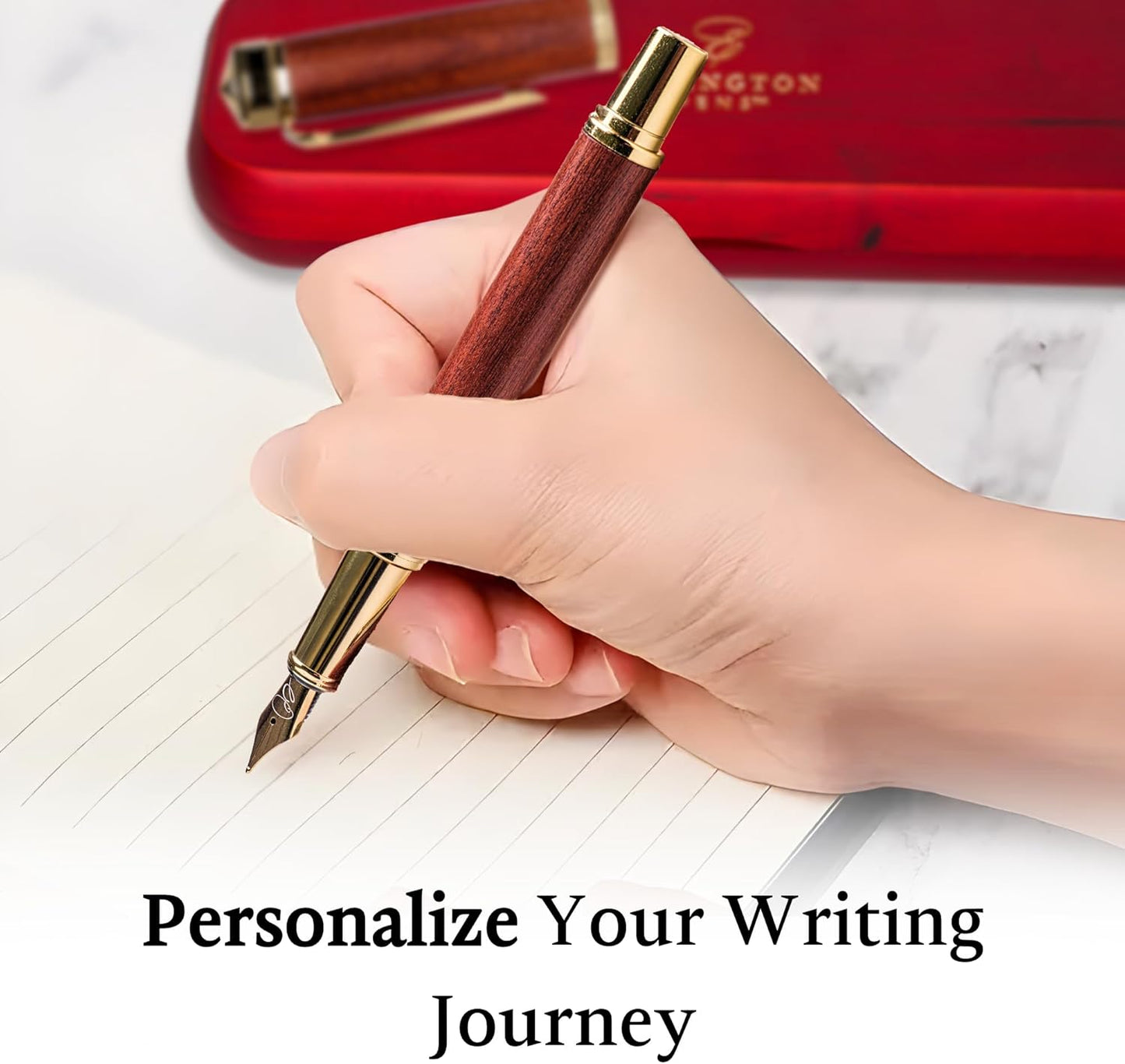 Elegant Wood Fountain Pen Set – Includes Wooden Pen Box, Ink Converter, 6 Ink Cartridges, and Gift Box – Writing, Calligraphy