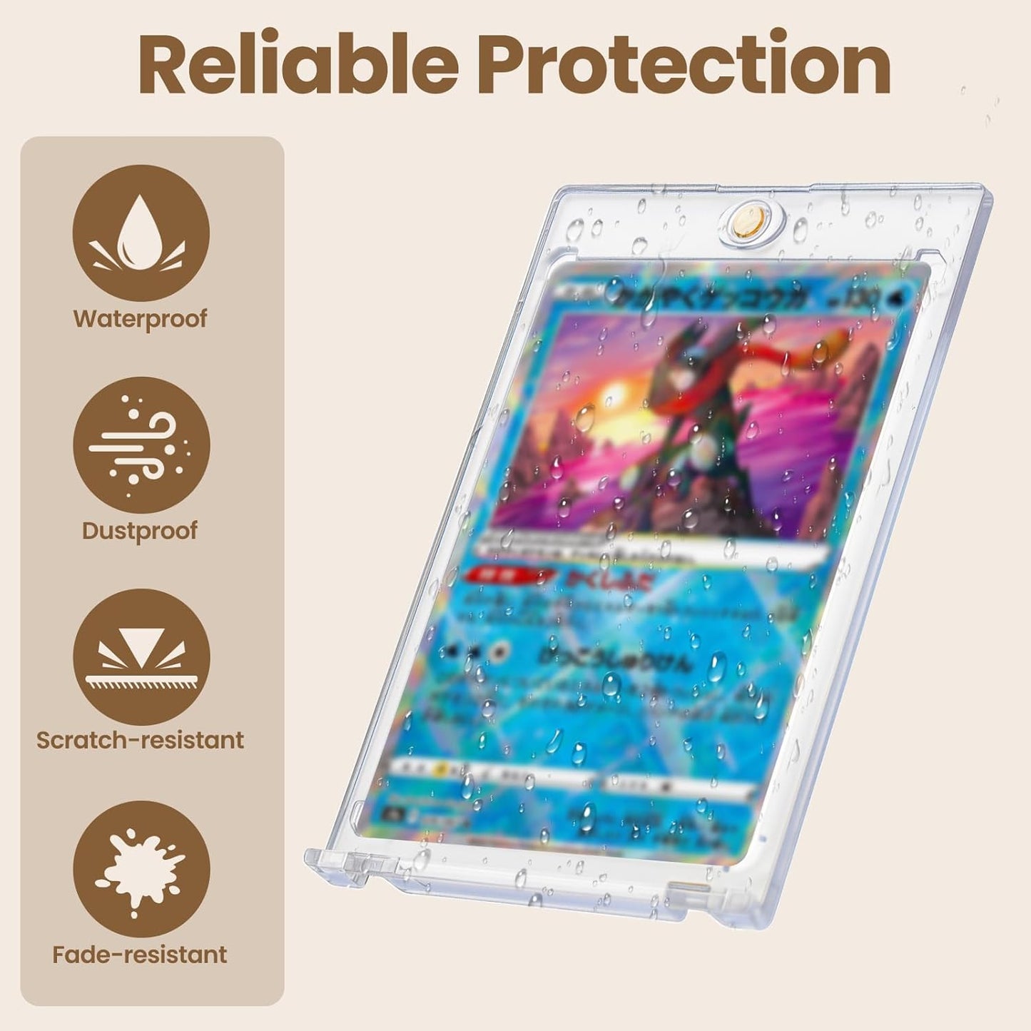 3 Pack Magnetic Card Holders for Trading Cards - 35pt Acrylic Hard Baseball Card Protectors with 3 Wooden Stands, Sports Card Case Base for Baseball, Football, MTG and Game Cards Storage and Display