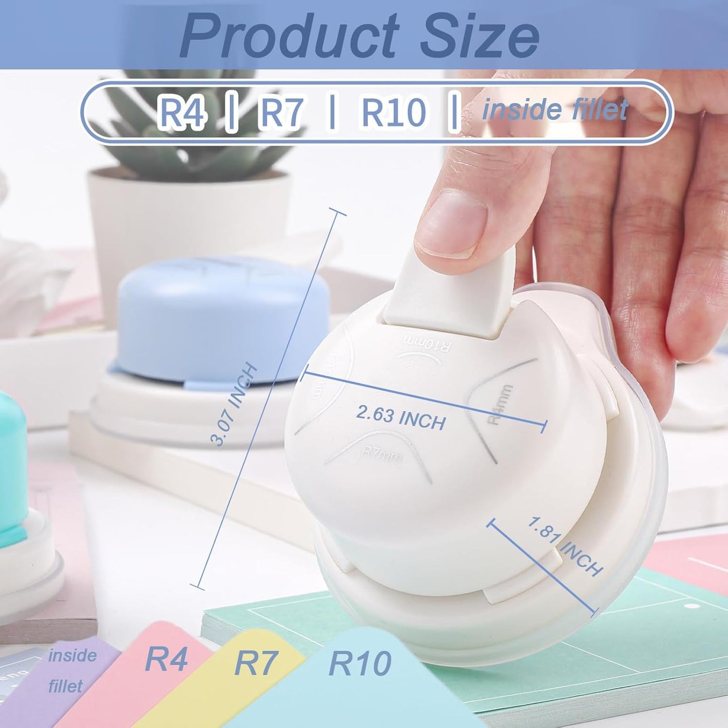 2 Pieces Corner Punch 4 in 1 Corner Rounder Punch Paper Corner Rounder for Making Scrapbooking （R4+R7+R10+Inside Corner） (White and Purple)