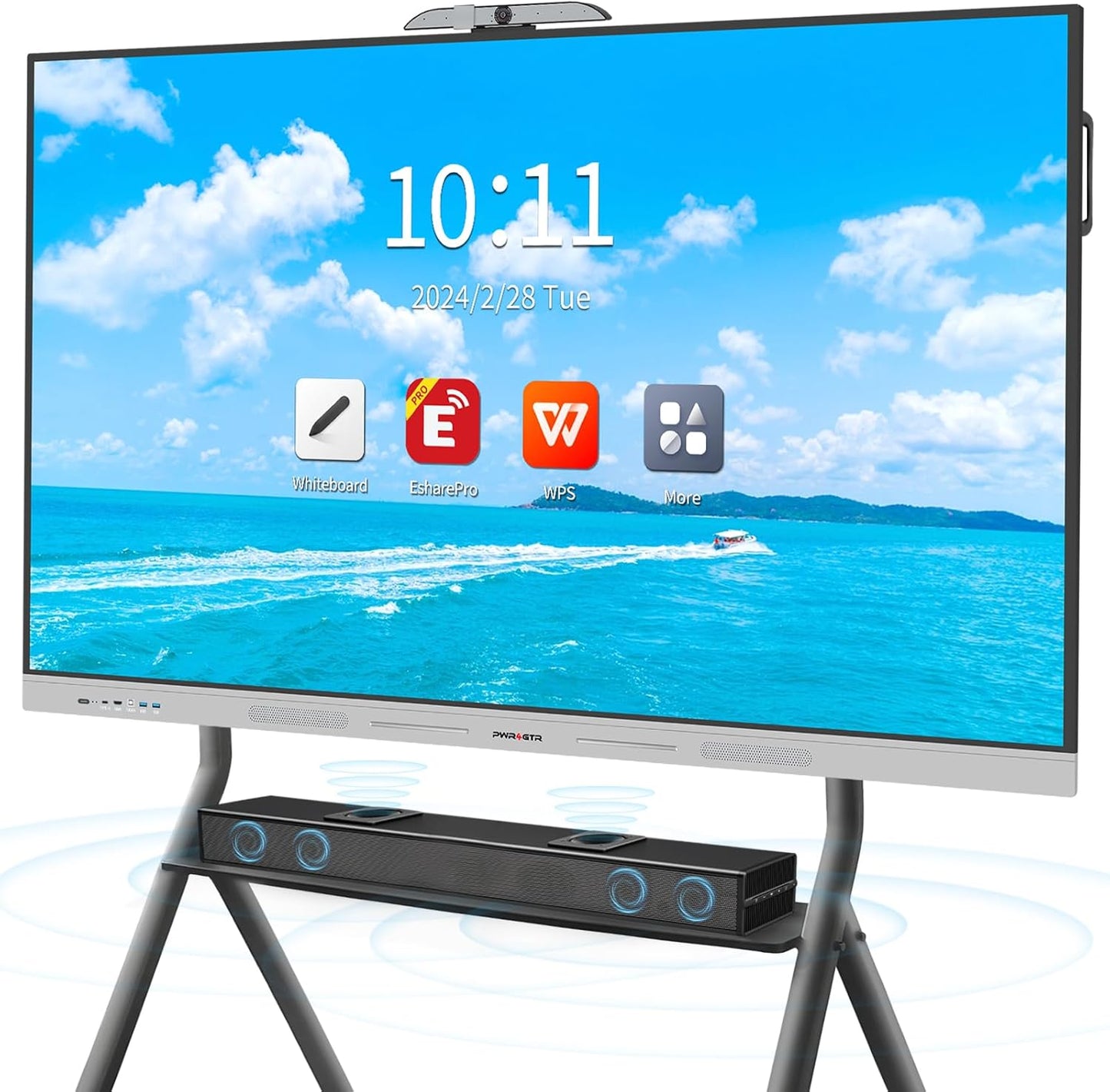 Smart Board, 55 Inch Interactive Whiteboard with 48MP AI-Tracking Camera, 100W Soundbar, Android 14 8+128GB 4K UHD Touchscreen Digital Whiteboard for Classroom Home Office (Wall Mount Included)