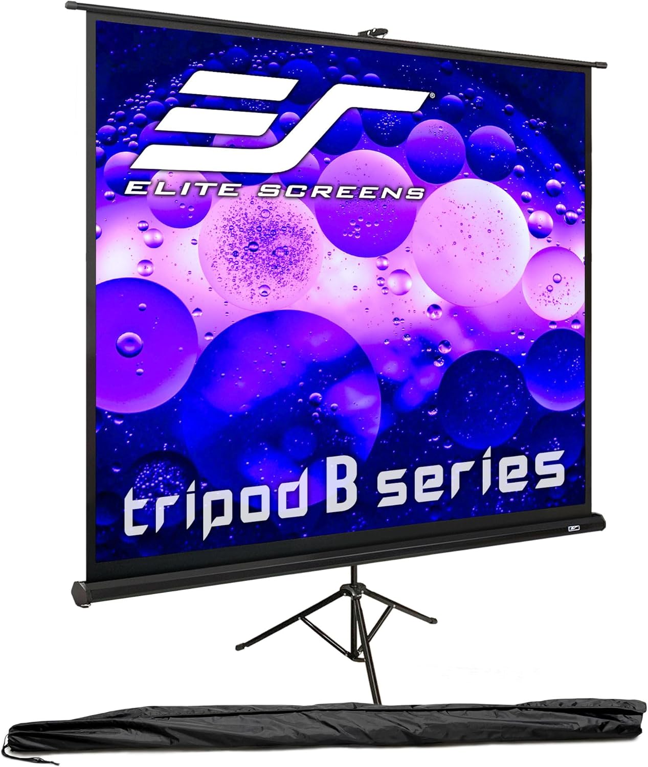Elite Screens Tripod B, 85-INCH 1:1, Lightweight Pull Up Foldable Stand, Manual, Movie Home Theater Projector Screen, 4K / 8K Ultra HDR 3D Ready, US Based Company 2-YEAR WARRANTY, T85SB, black