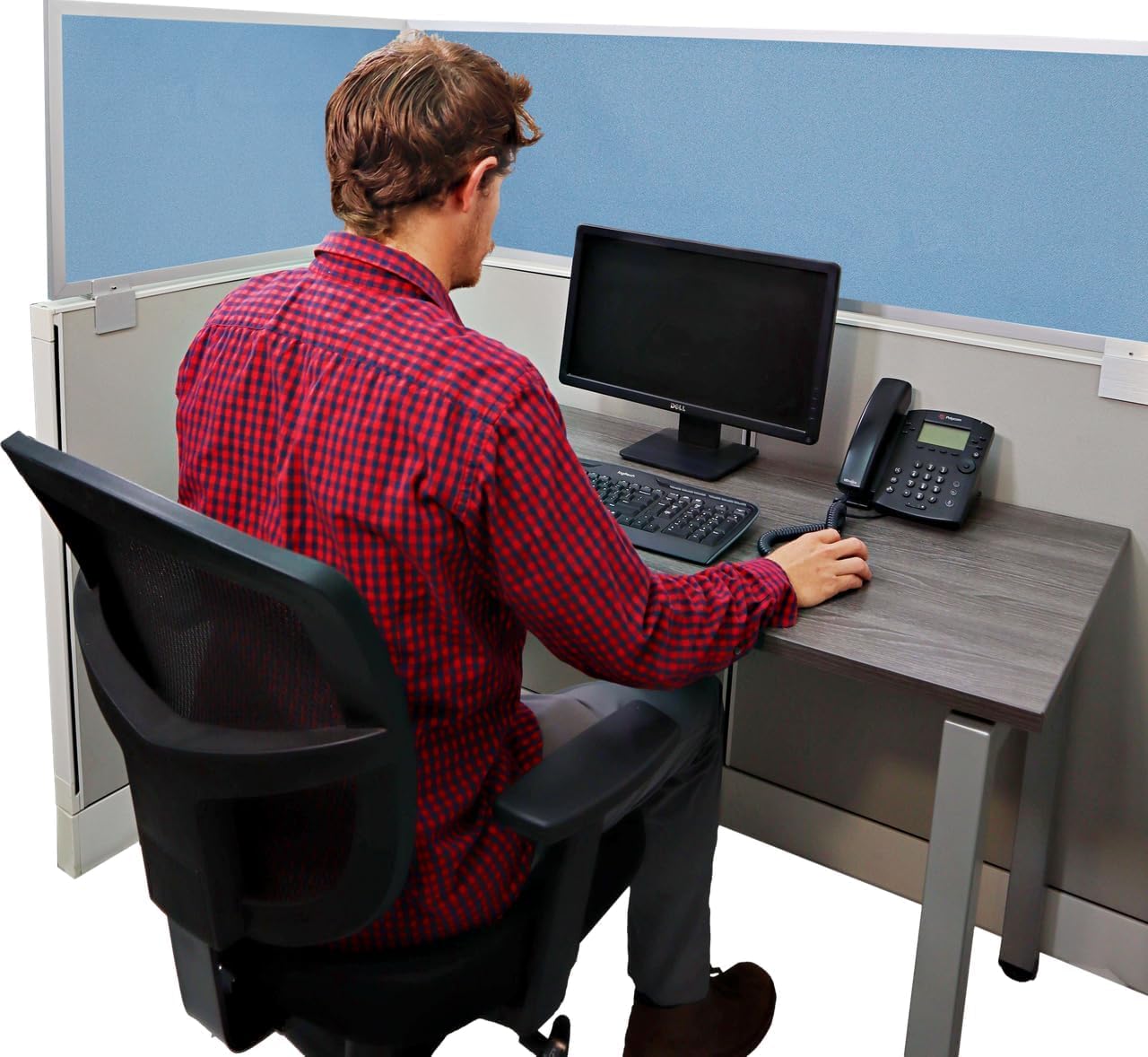 OBEX Acoustical Cubicle Privacy Screen Extender Desk Panel & Office Divider, Add Separation & Block Noise, 24" x 48", Twilight