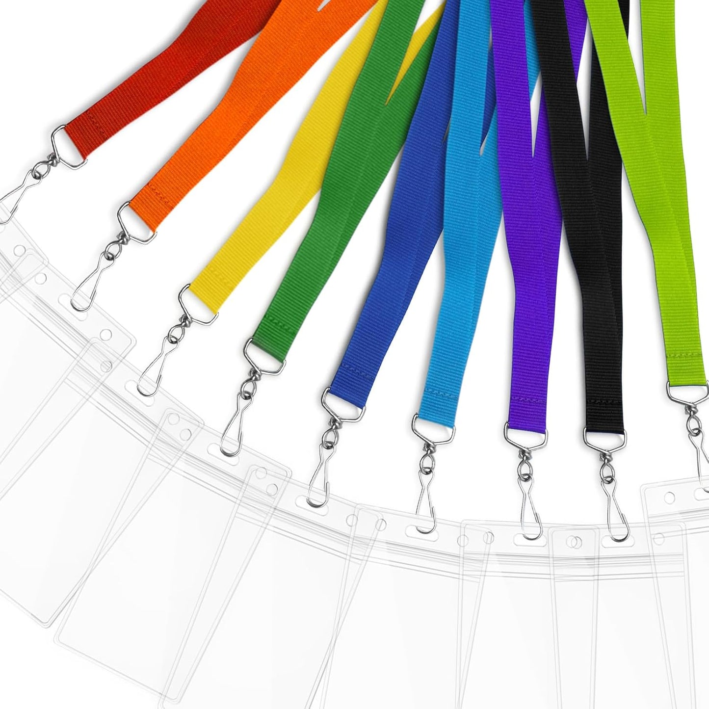 12 Pack Blue Breakaway Lanyards with Waterproof Badge Holders, Metal Hook, Polyester Neck Straps for ID Cards, Events, Office, and Schools