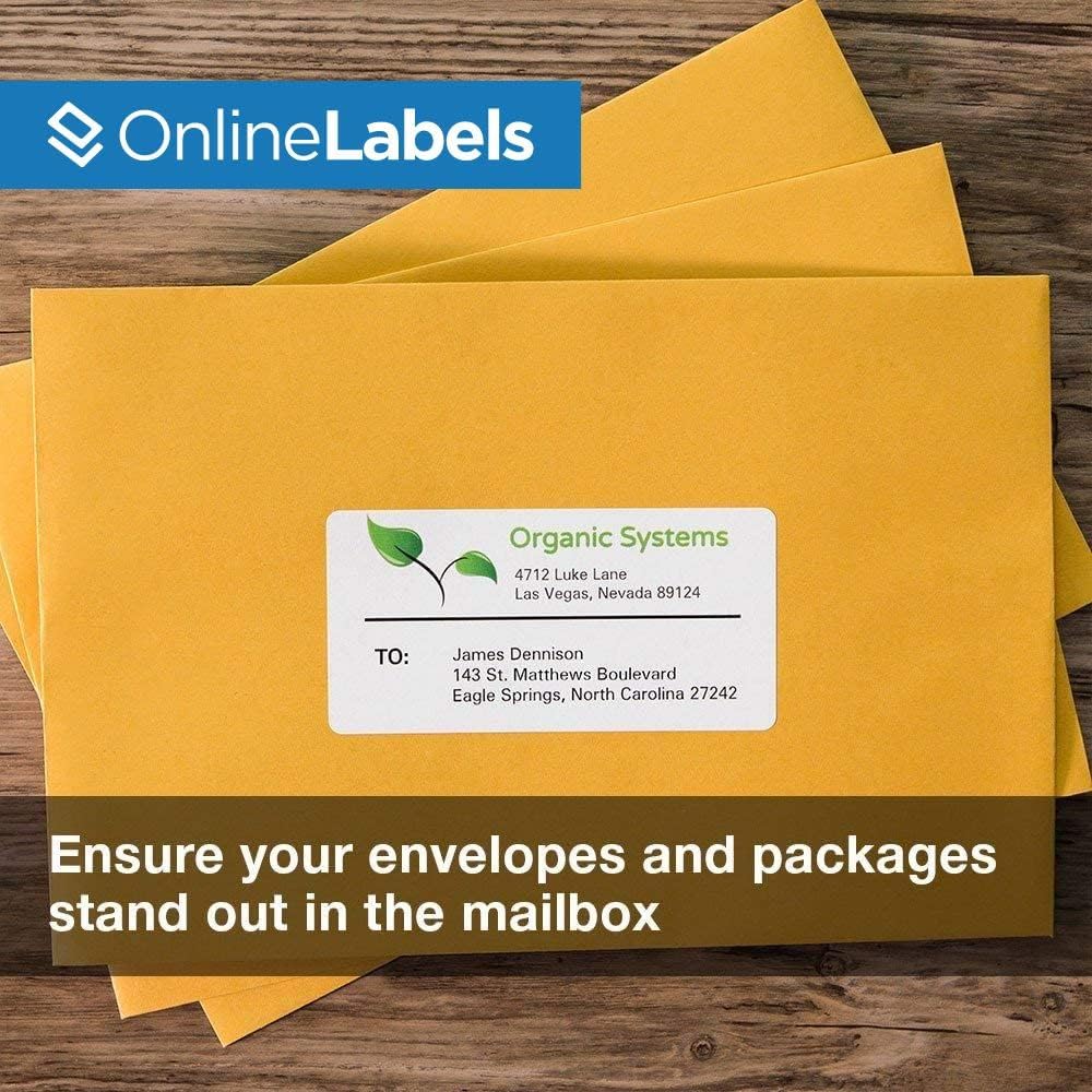 4 x 2 Rectangle Mailing Labels - Permanent, White Matte - Address, Shipping, Gift - Pack of 5,000-500 Sheets - Inkjet/Laser Printers - Online Labels