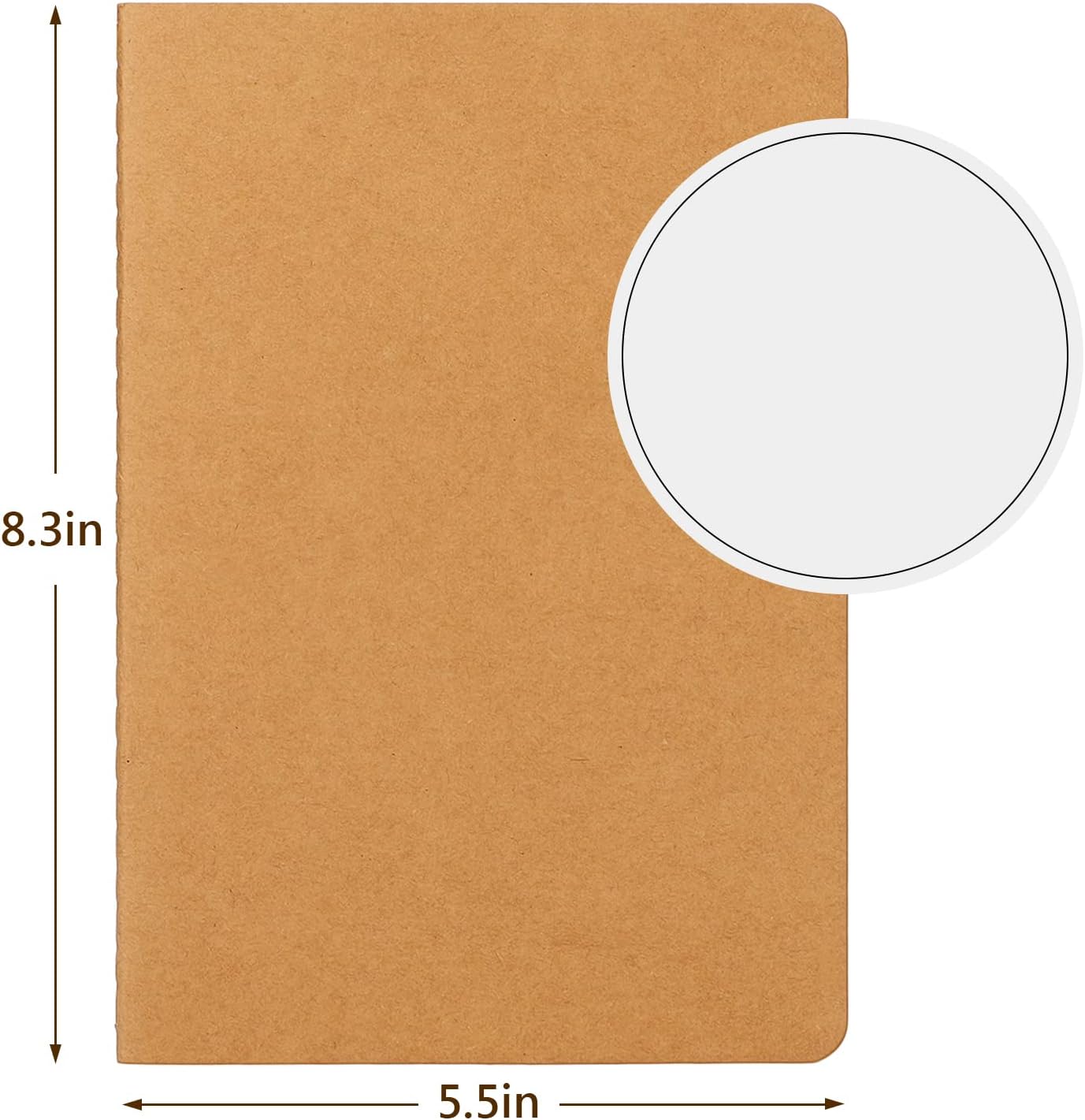 EUSOAR Blank Notebooks, 24pcs A5 5.5"x8.3" 60 Pages Soft Cover Kraft Subject Journal Notebooks, Writing Note Pads Business Composition,for School Office College Work Note Taking Diary