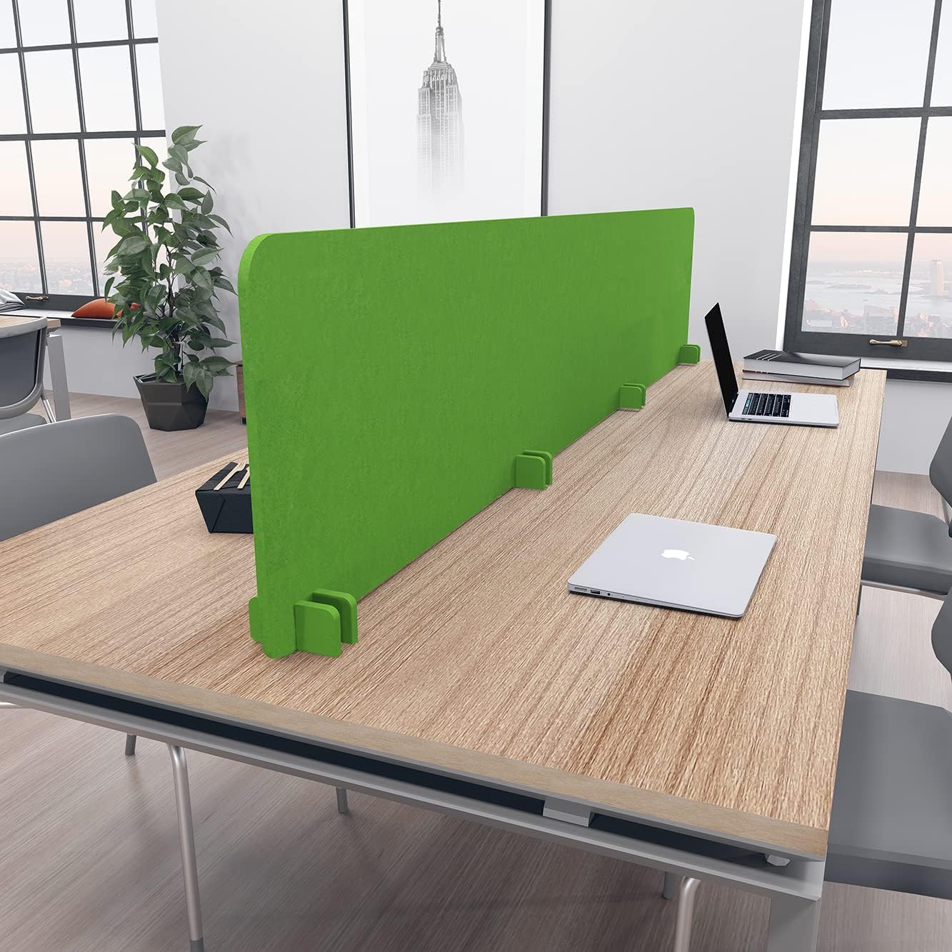 Freestanding Acoustic Desk Divider with Mount | Eco-Friendly Privacy Screen Panel | Noise Reducing Desk Partition | Tackboard Option & Easy to Install | Made from Recycled Plastic | Sesame Black - 18"