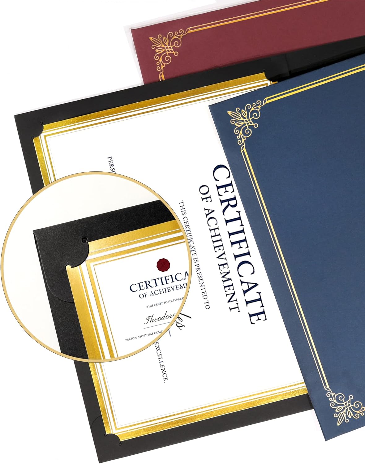 GNL Certificate Holders - 10 Packs Black Diploma Holders, Certificate Covers with Gold Foil Border, for Letter Size 8.5 x 11 Certificate Paper, Award, Graduation, Documents