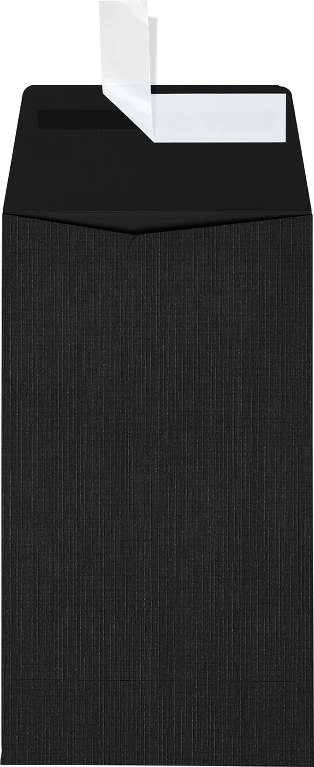 LUXPaper #5 1/2 Coin Envelopes | Peel & Press | 3 1/8" x 5 1/2" | Black Linen | 80lb. Text | 1,000 Qty