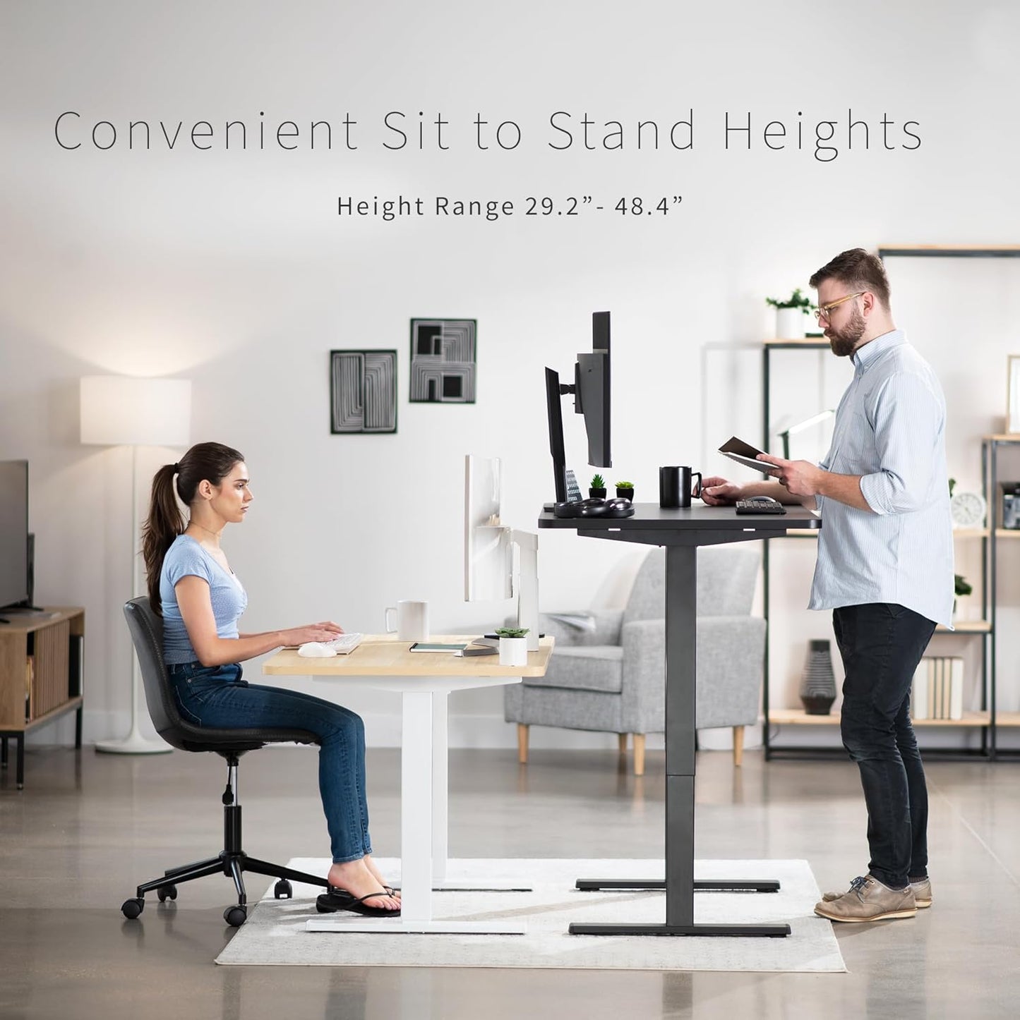 VIVO Electric 48 x 30 in Standing Desk, Memory Height Adjustment, 1B Series, One-Piece Reclaimed Wood Top, White Frame, DESK-KIT-1W5P