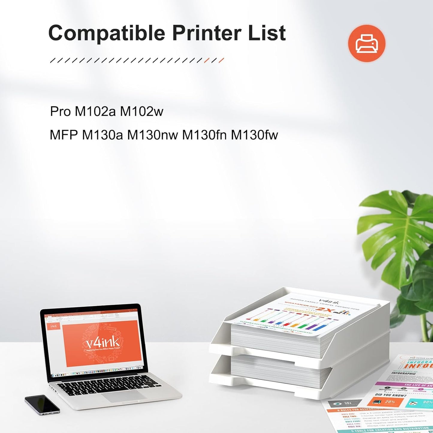 v4ink Compatible Toner Cartridge Replacement for HP 17A CF217A with Laserjet Pro MFP M130nw M130fn M130fw M130 M130a M102 M102a M102w Printer (Black, 2-Pack)