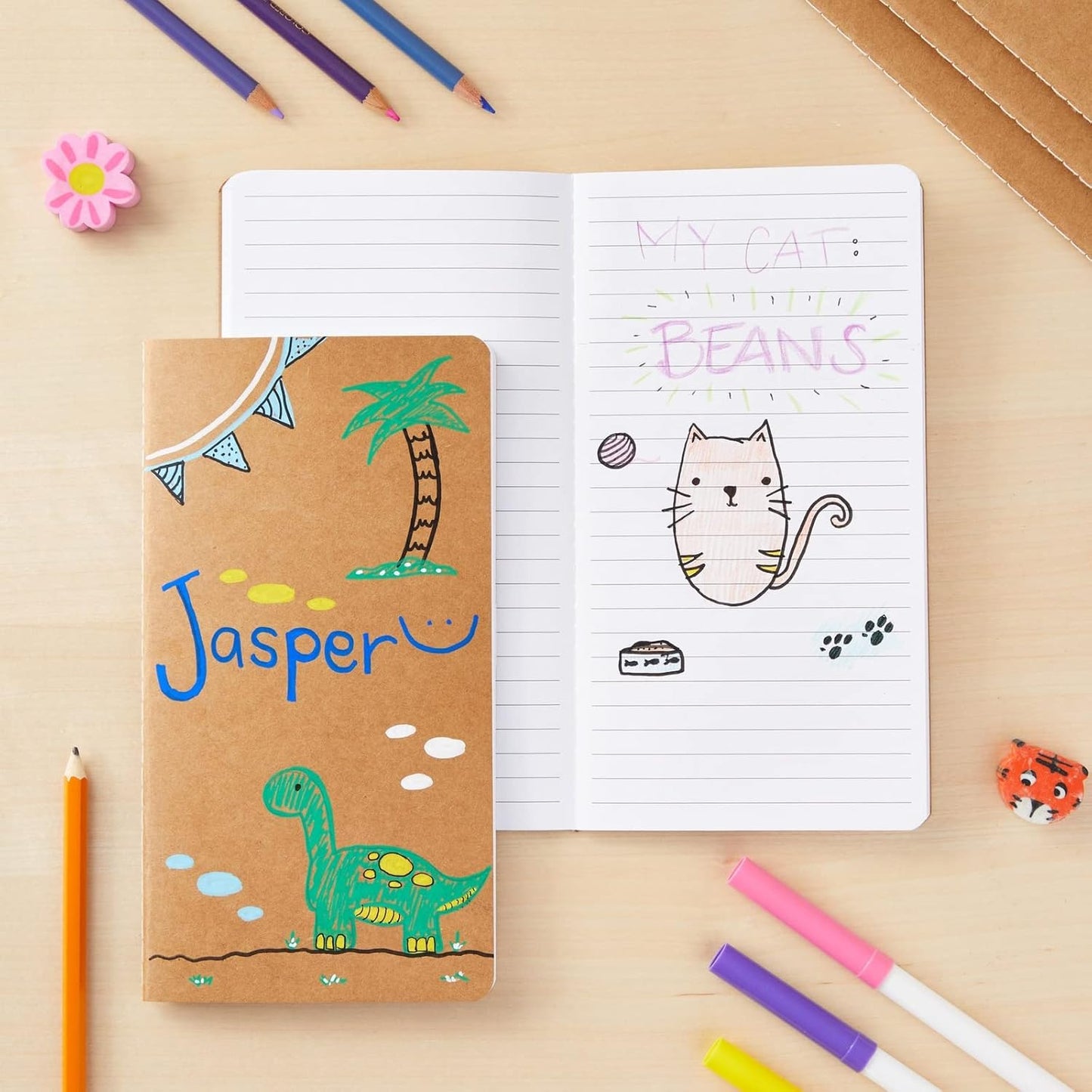 Paper Junkie Journaling Notebooks - 4 x 8 In, Brown Kraft Cover, Pack of 24, 80 Pages, Thread-Bound - Journals for Writing - Portable Travel Notebook & Mini Sketchbook