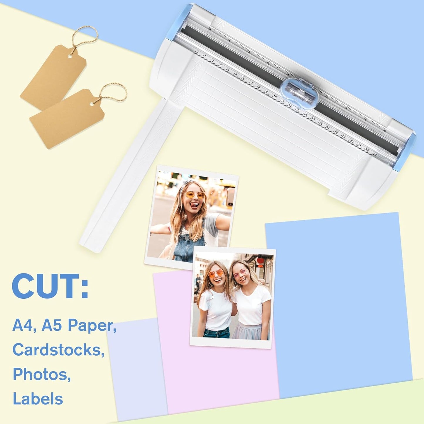 3-in-1 Paper Trimmer with Straight, Scoring & Perforating Blades, 9" A5 Cutter for Crafting, Scrapbooking, Cardstock, Labels & Home Office Use – Compact & Portable (Blue)