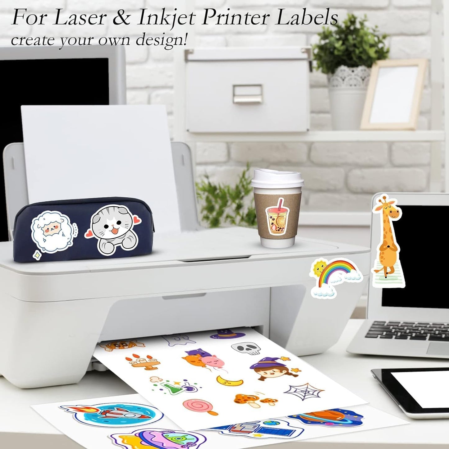 2500 Full Sheets Sticker Paper for Laser & Ink Jet Printers, 8.5" x 11" Full Sheet Address Shipping Label, 2500 Sheets 2500 Labels